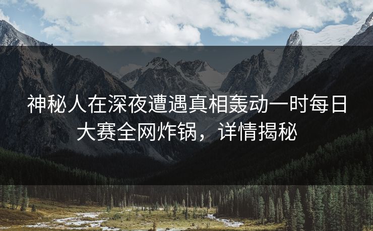 神秘人在深夜遭遇真相轰动一时每日大赛全网炸锅，详情揭秘