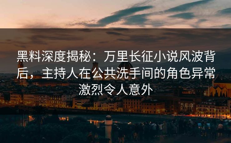 黑料深度揭秘：万里长征小说风波背后，主持人在公共洗手间的角色异常激烈令人意外